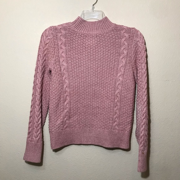 abercrombie & fitch | cozy pink cable knit mock-neck sweater - Picture 11 of 12